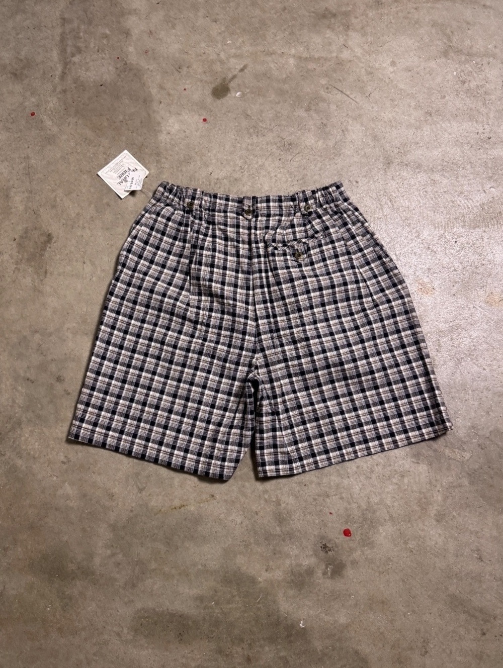 Vintage Plaid High Waisted Shorts Neutral Check Deadstock